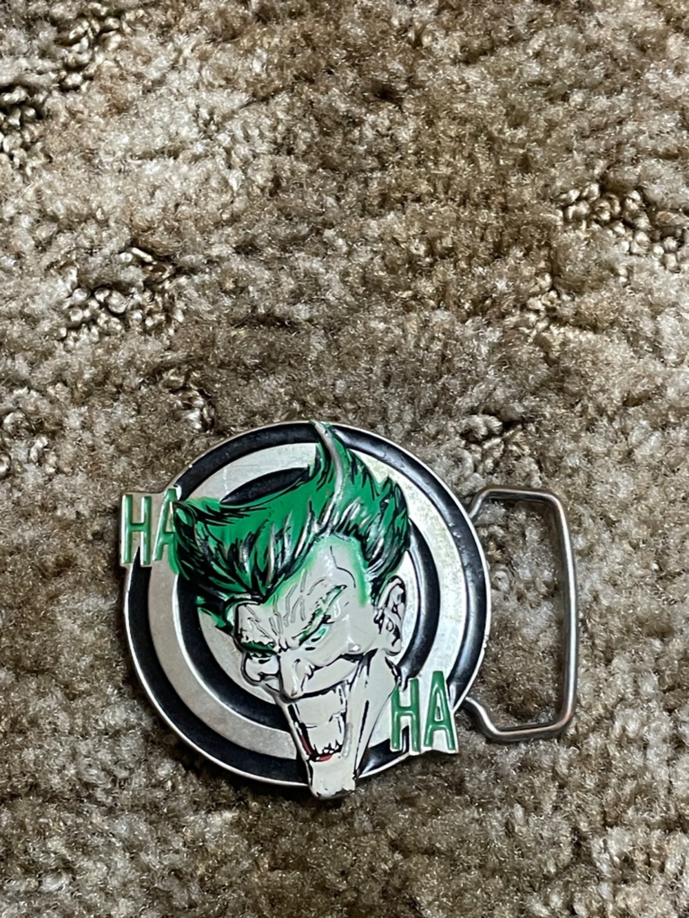 DC's Comics Joker Belt Buckle 1970' Green Silver HA HA GTO Design‎ Studios VTG